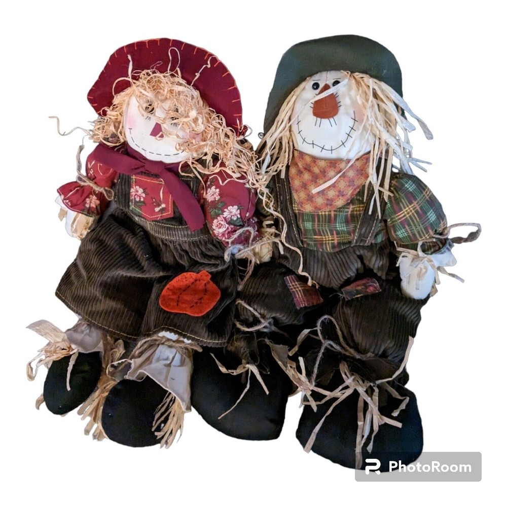 Mr & Mrs. Scarecrow 20"- 21". Halloween,Fall Decoration.Vanson International Vtg